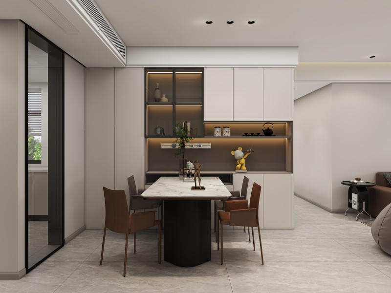 Modern Gray Dining Room with Elegant Design