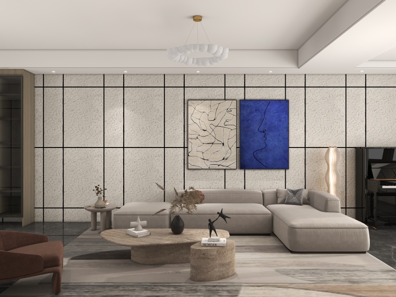 Contemporary Gray-White Elegant Living Room