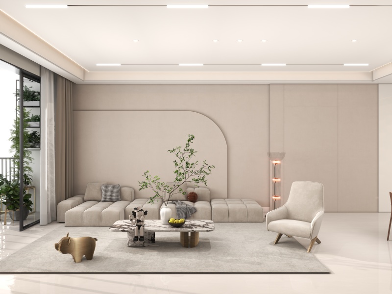 Modern Minimalist Creamy Living Room