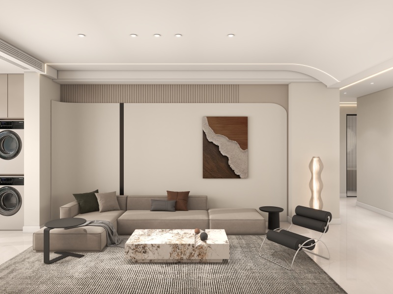 Contemporary Gray Beige Living Room Elegance