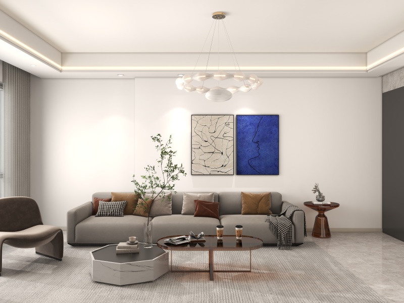 Modern Gray Living Room with Artistic Flair