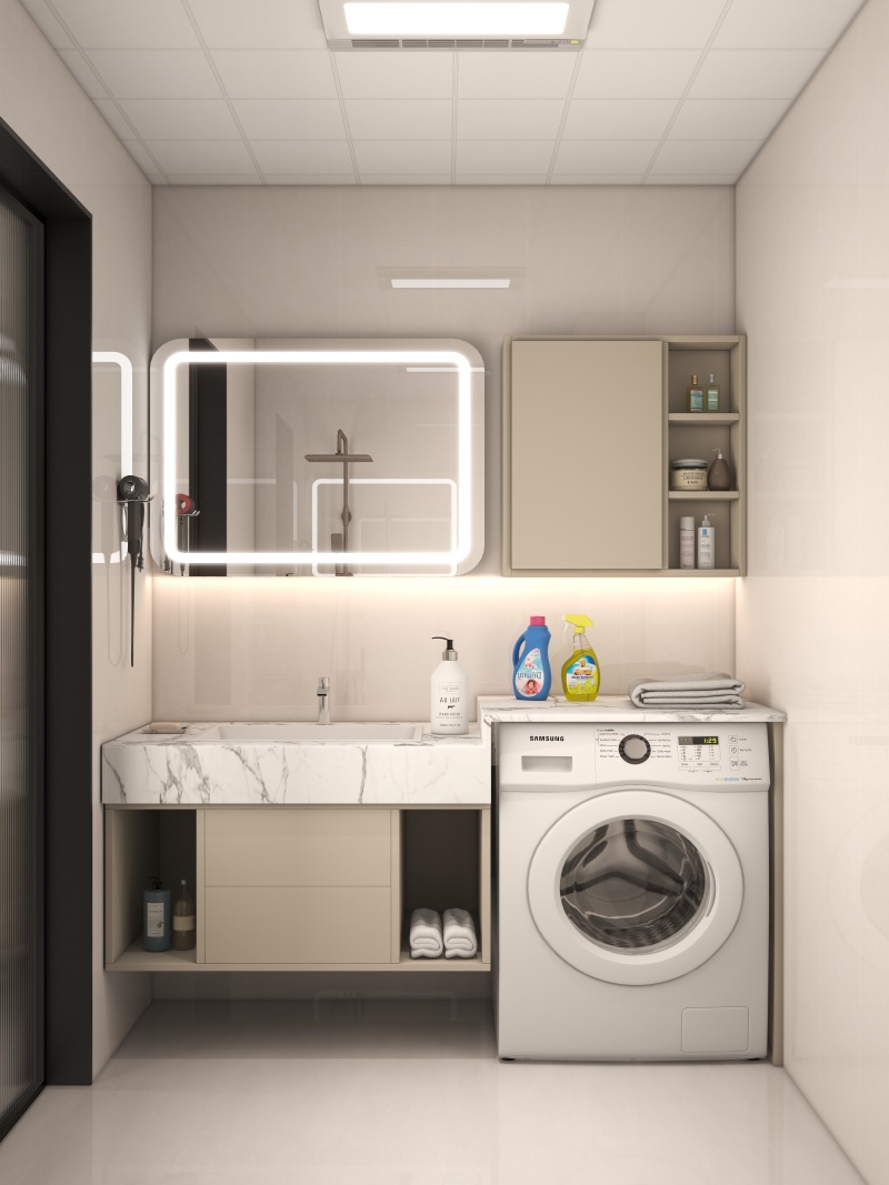 Modern White & Black Utility Room Design