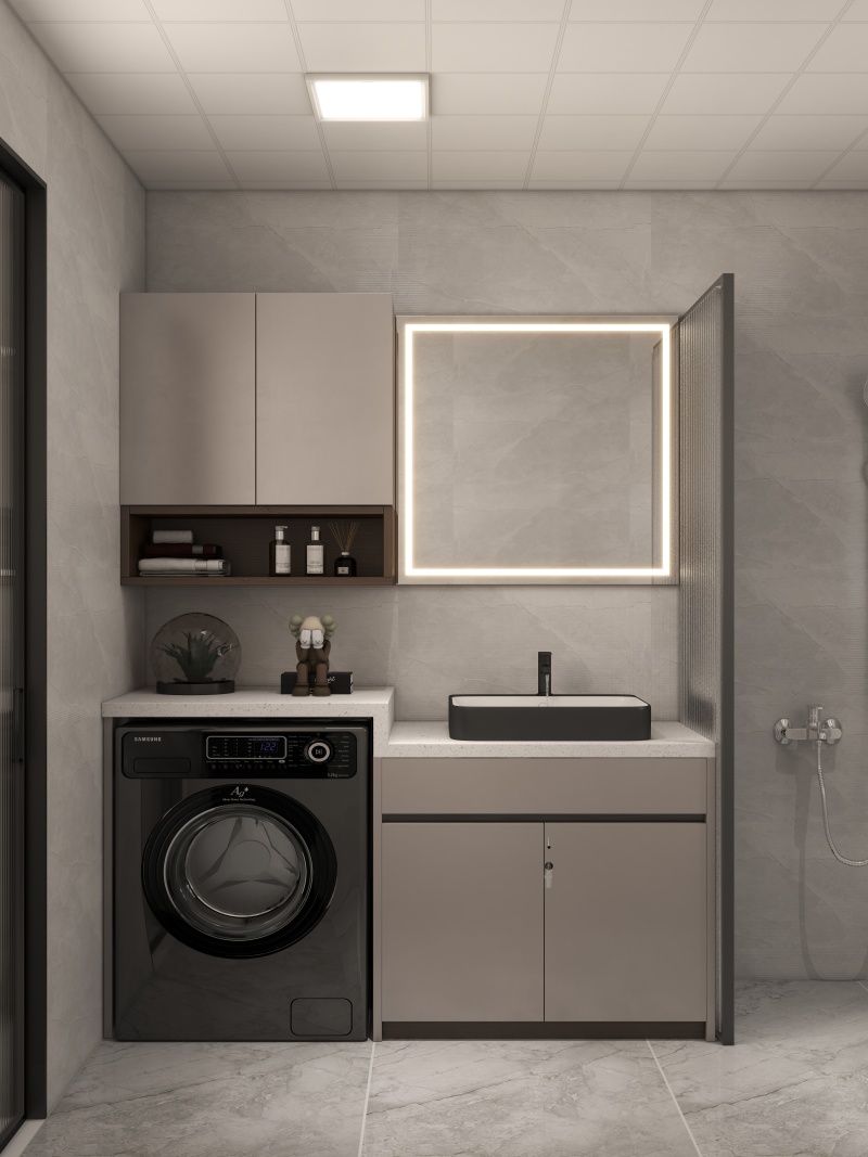 Modern Gray Bathroom with Practical Design