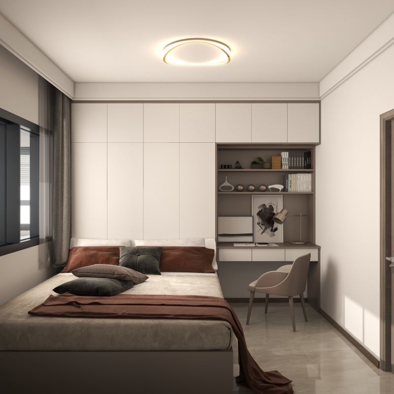 Contemporary Gray and Beige Bedroom Design