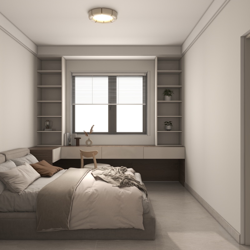 Contemporary Gray Beige Bedroom Design Ideas