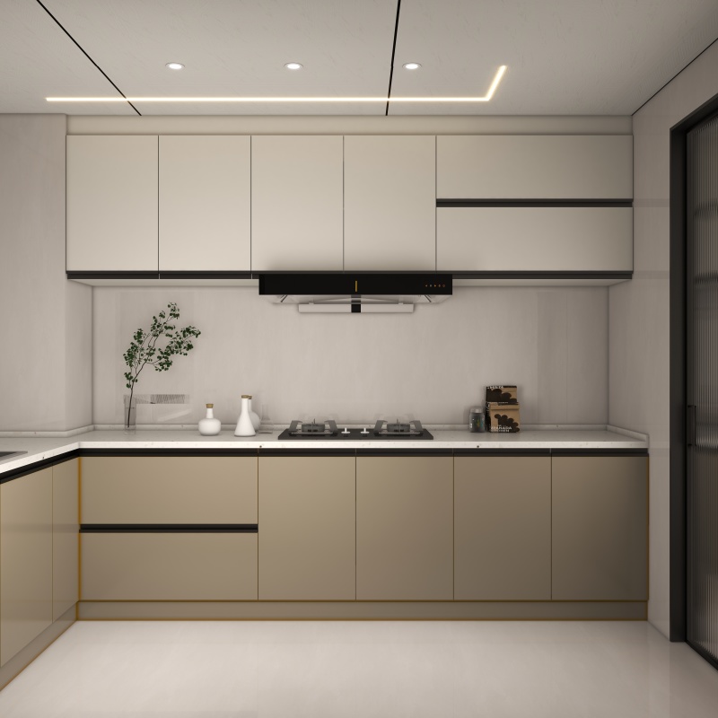 Modern Beige Kitchen with Sleek Design