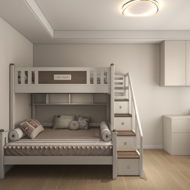 Modern Minimalist Kids' Room with Double Bed