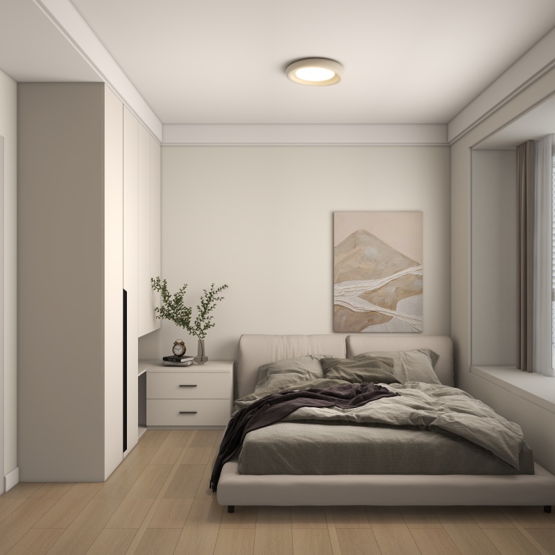 Contemporary Gray Bedroom with Minimalist Design