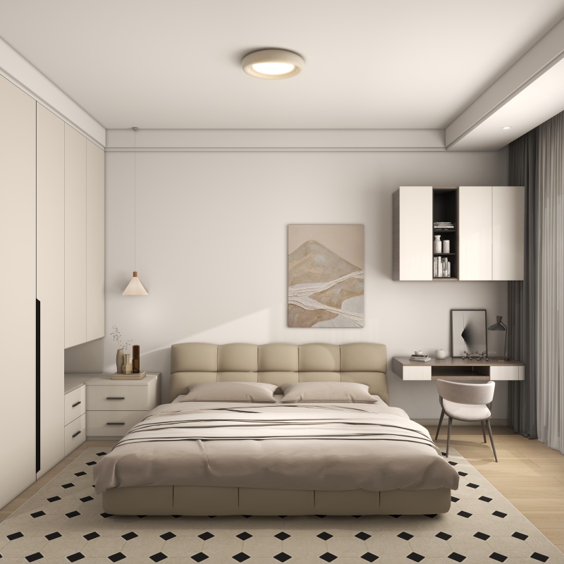 Contemporary Gray & Beige Bedroom Design Ideas