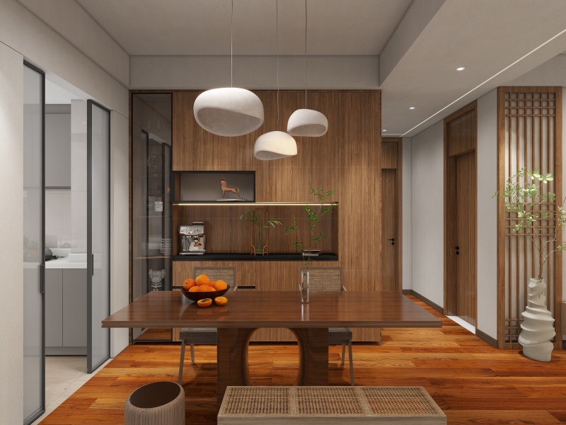 Natural Wood Tone Dining Room