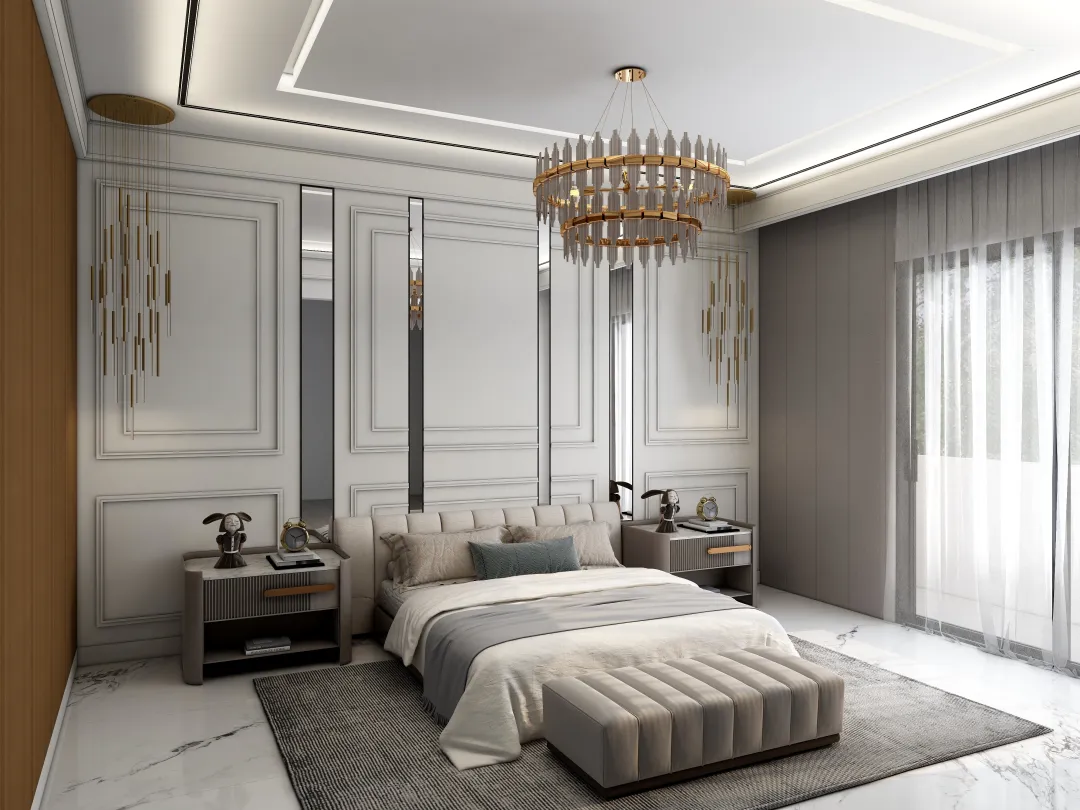 Adon的装修设计方案:Bedroom with neutral tone colors.