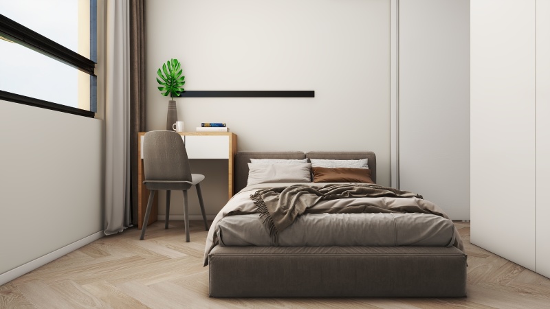 Contemporary Gray and White Bedroom Design