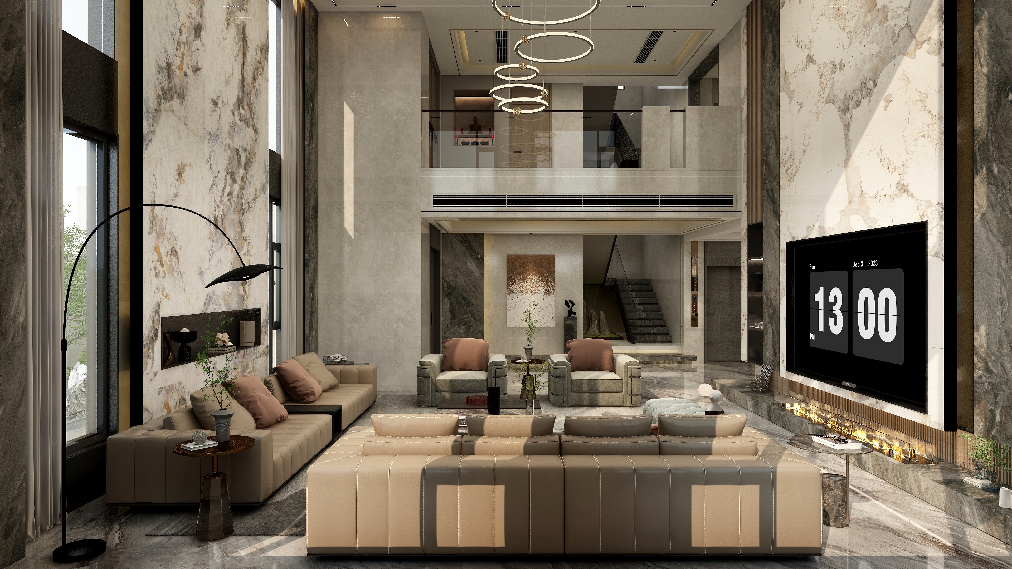 张煜强煜境设计-633平米现代轻奢别墅装修效果图