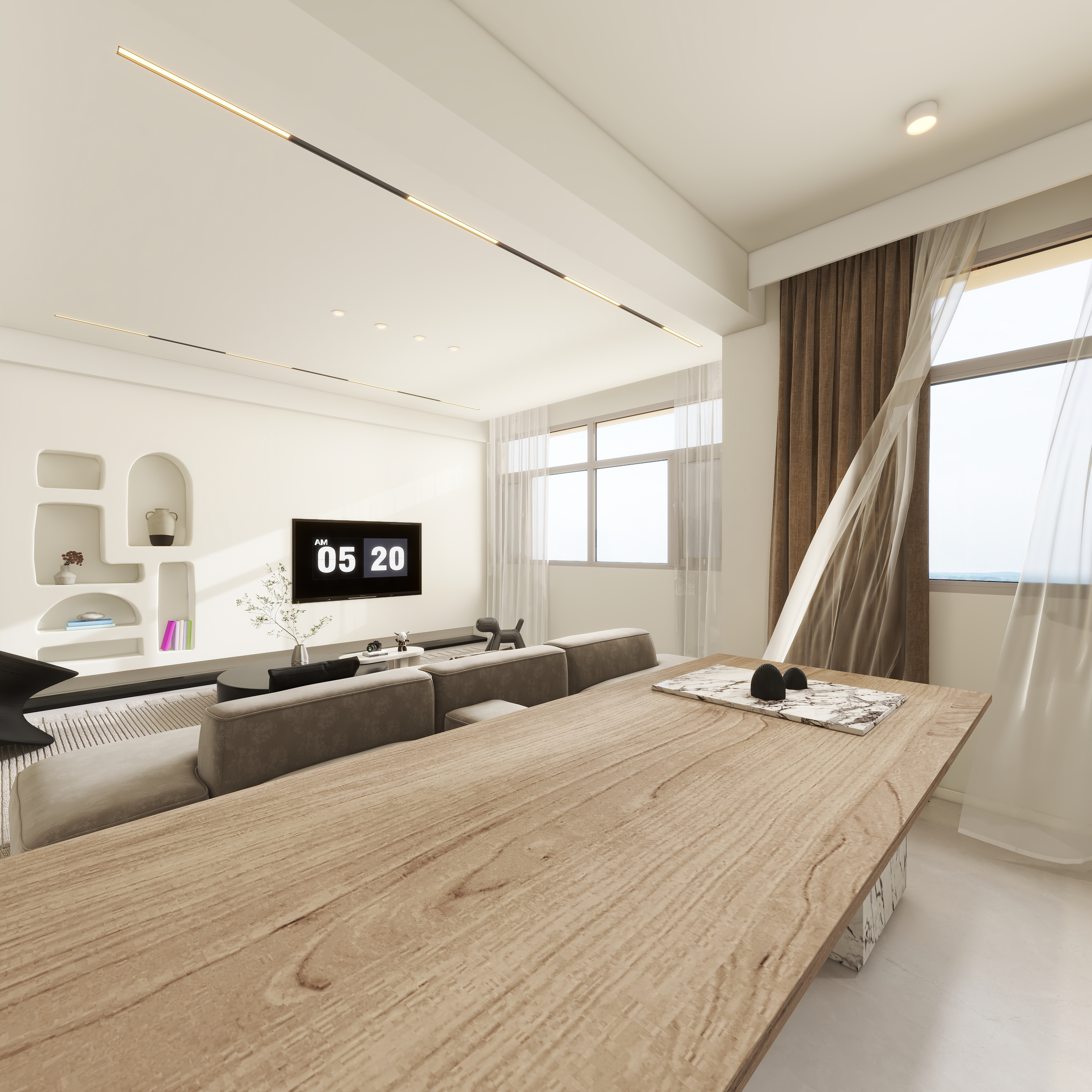 设计师珂源-青城碧苑136㎡4室一层客餐厅装修效果图第1张