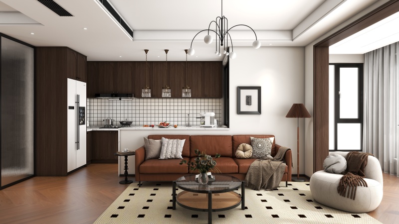Modern Warmth Living Room with Wood Tones