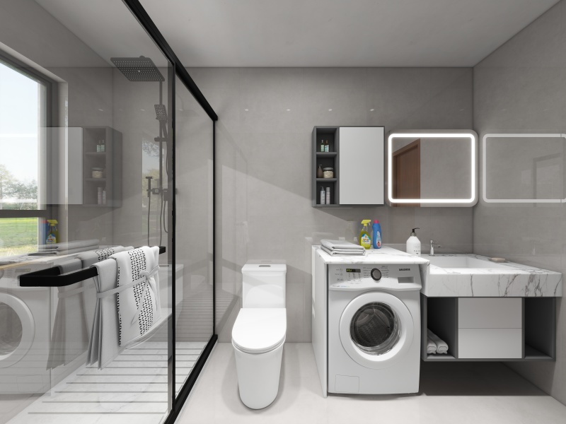Modern White Bathroom with Compact Design