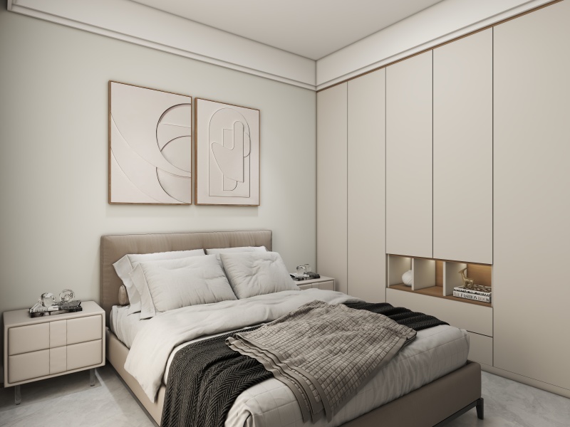 Contemporary Gray & White Bedroom Design