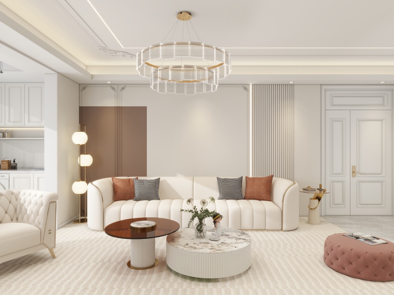 Modern Creamy Living Room with Elegant Touches