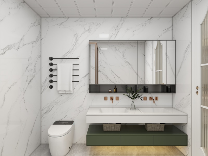 Modern Small Bathroom with Creamy White Design