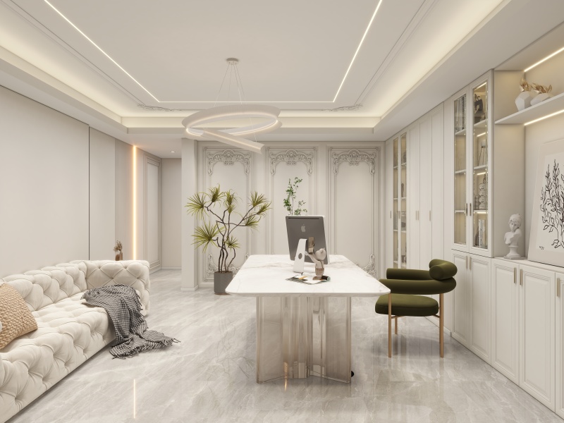 Elegant Home Office with Creamy Luxury