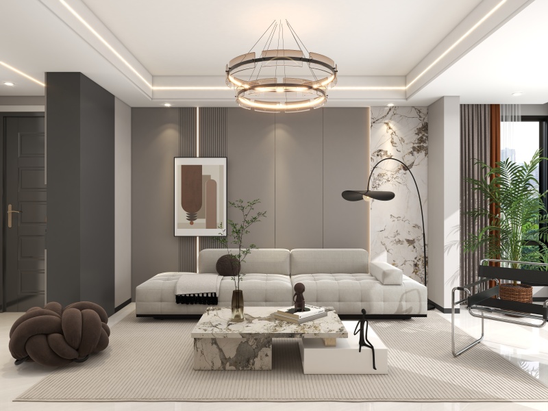 Contemporary Black and Gray Elegant Living Room