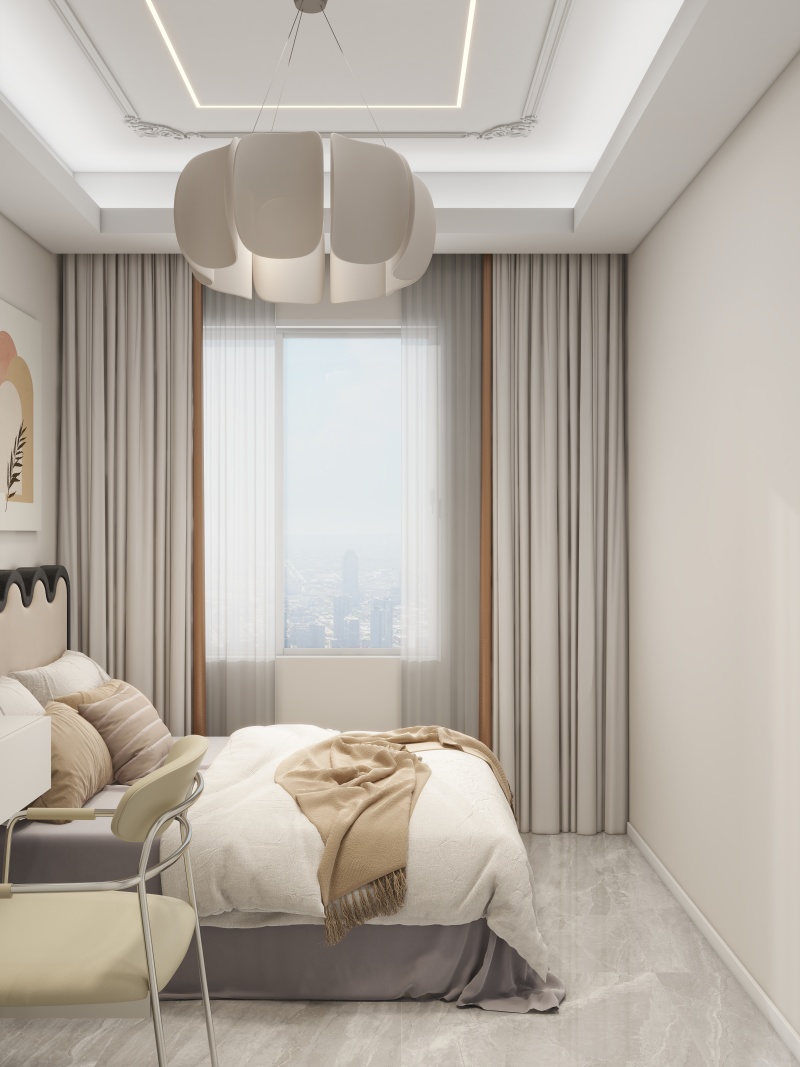Modern Creamy Beige Bedroom Design