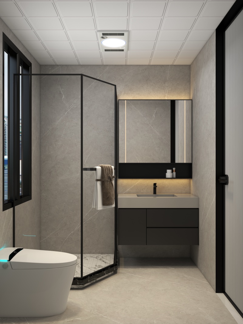 Modern Gray Bathroom with Elegant Details