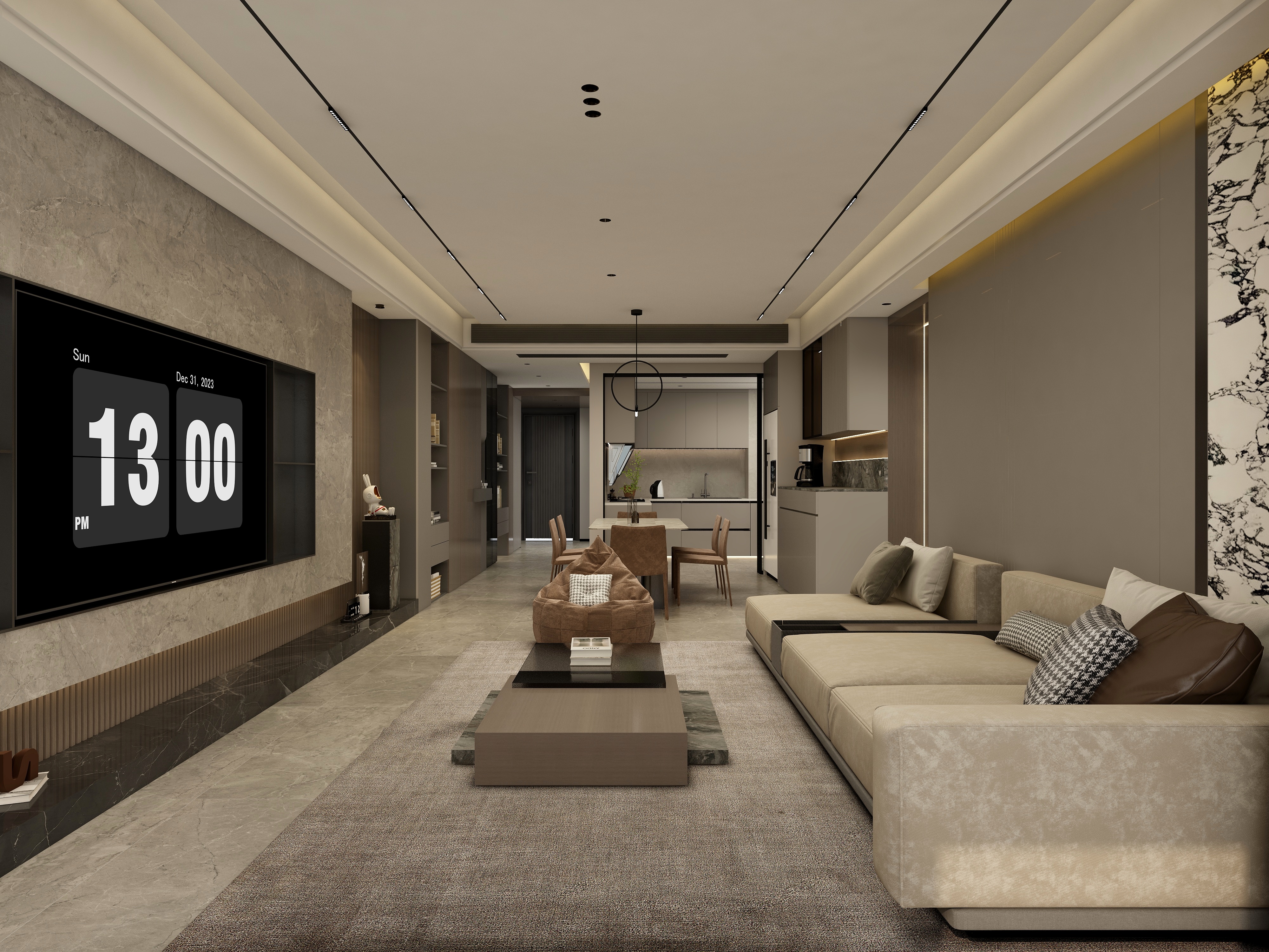 张煜强煜境设计-153平米意式轻奢四房装修效果图