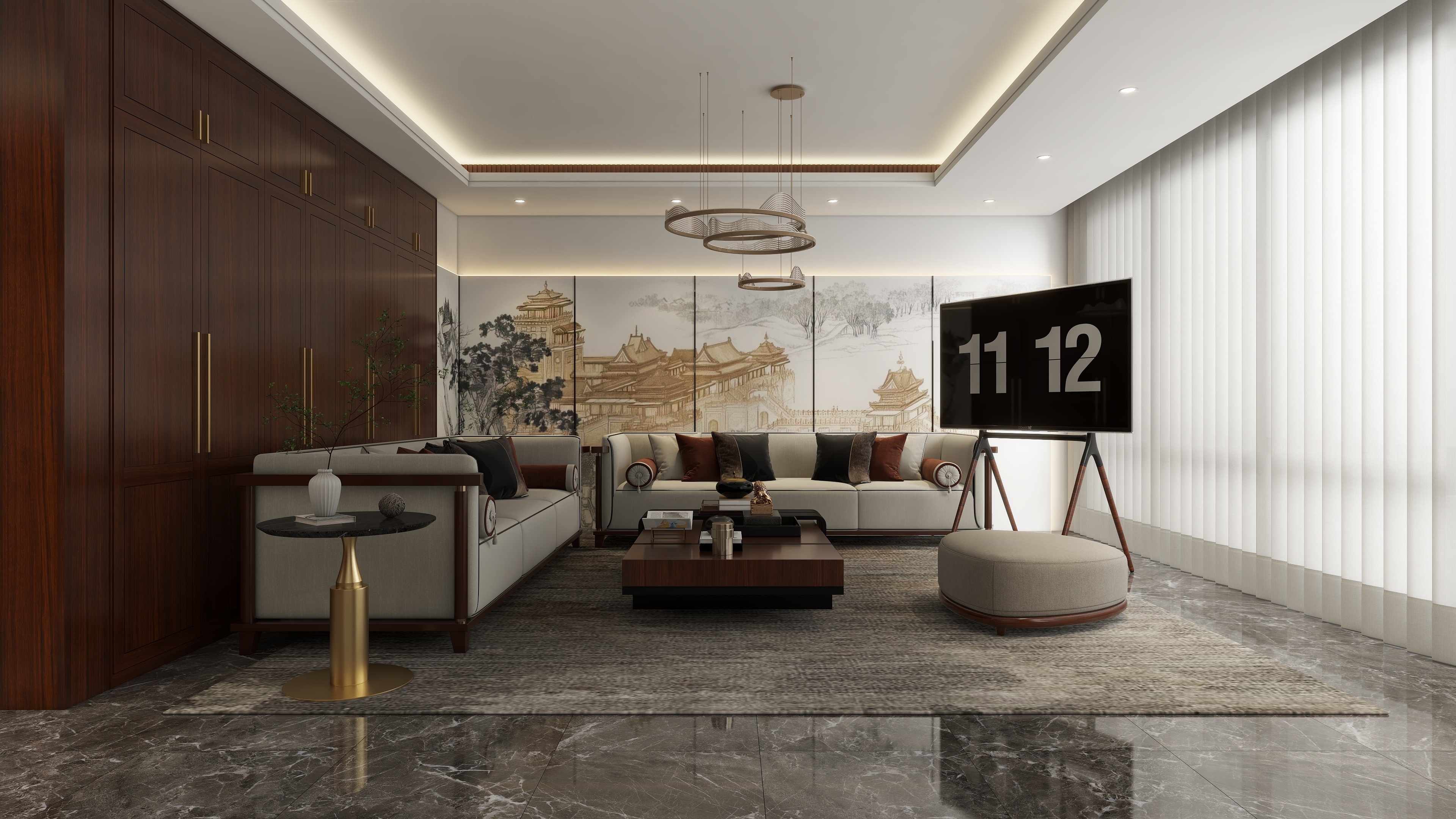 华力木业-金地盛世-方案浅色乌金木-装修设计方案