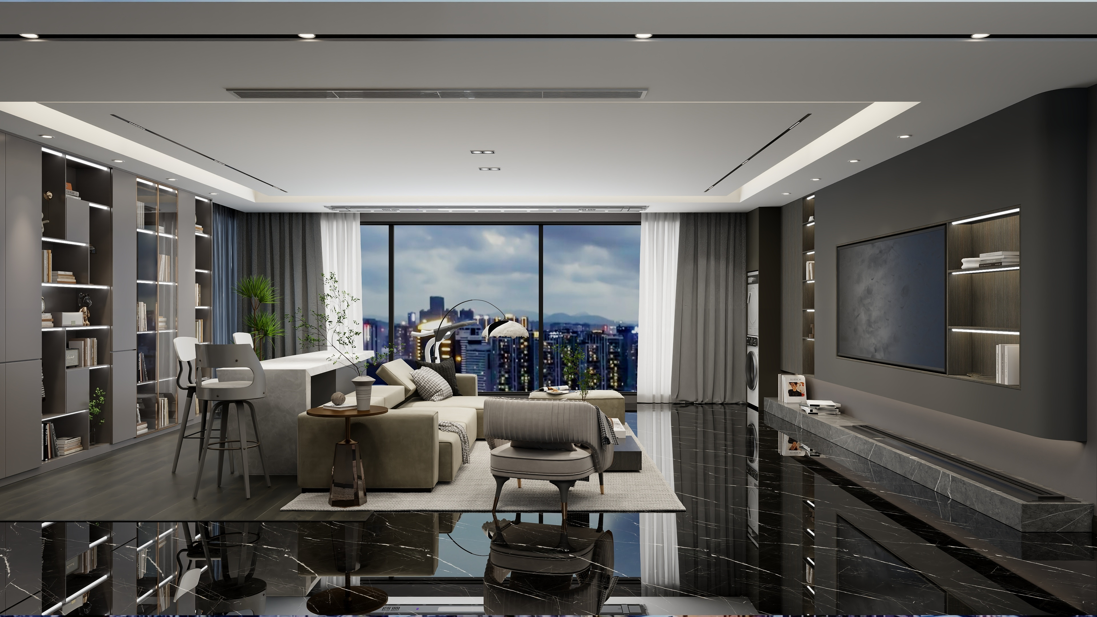 艺雅丽-黑金现代风格装修效果图