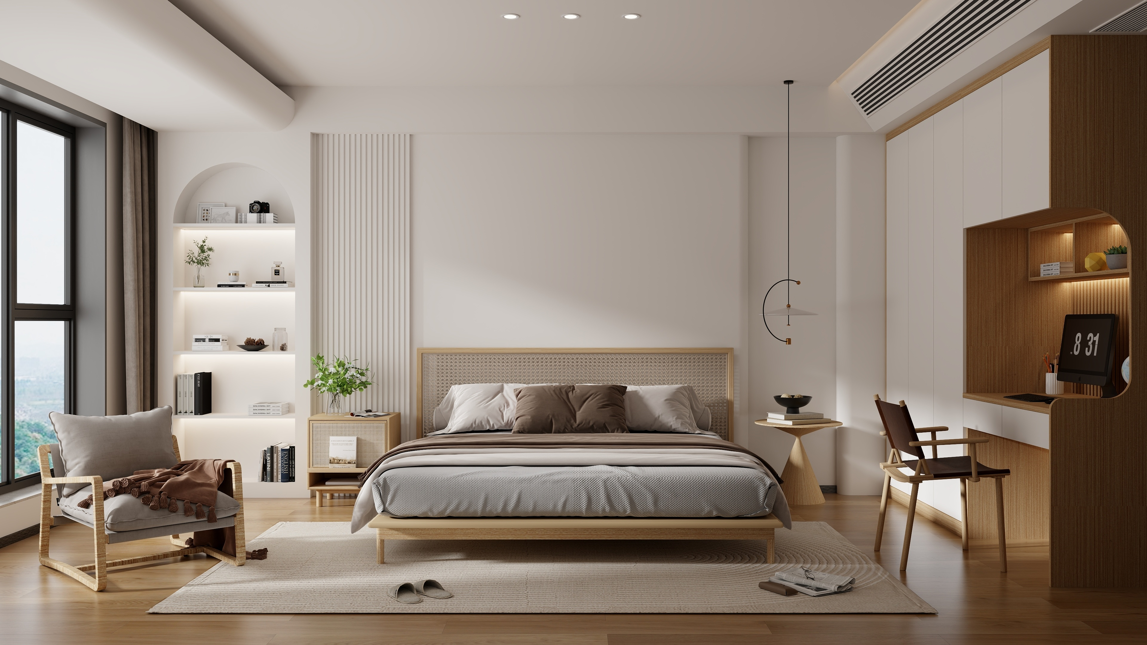 全案设计师胡一-上午奶油风主卧-装修设计方案