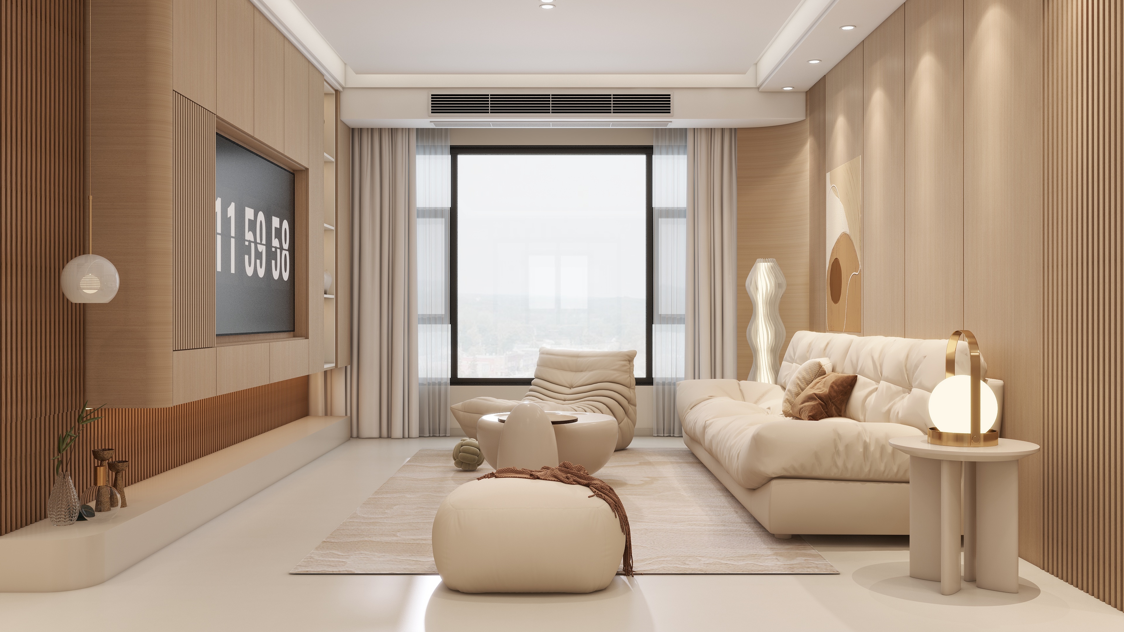 庄育霖-仁里村自建房121平奶油风3室装修效果图