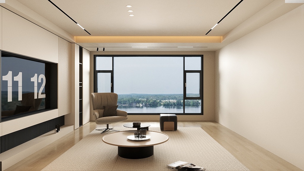 武汉样样红-现代奶油风客厅-装修设计方案