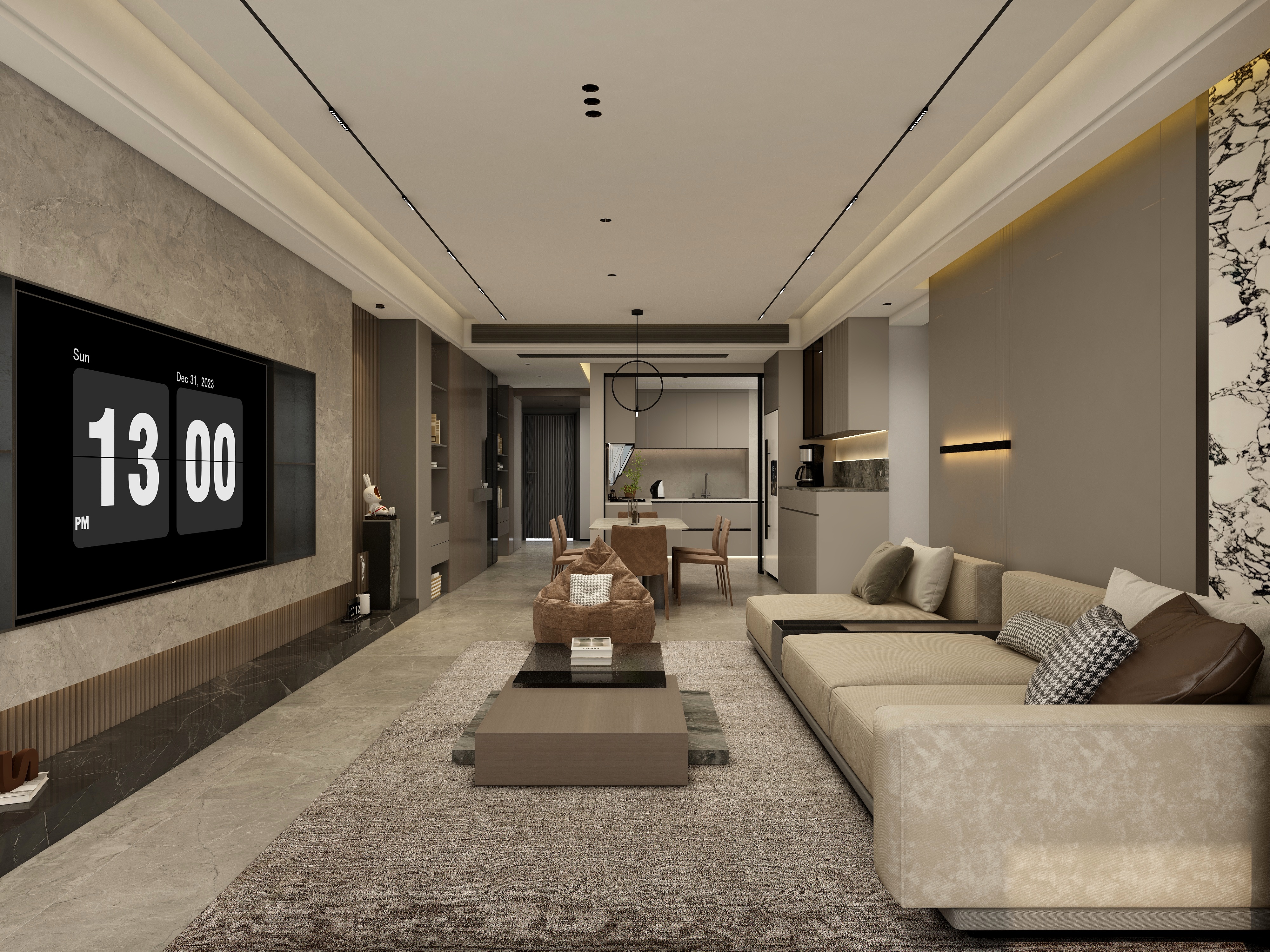 张煜强煜境设计-153平米意式轻奢四房装修效果图