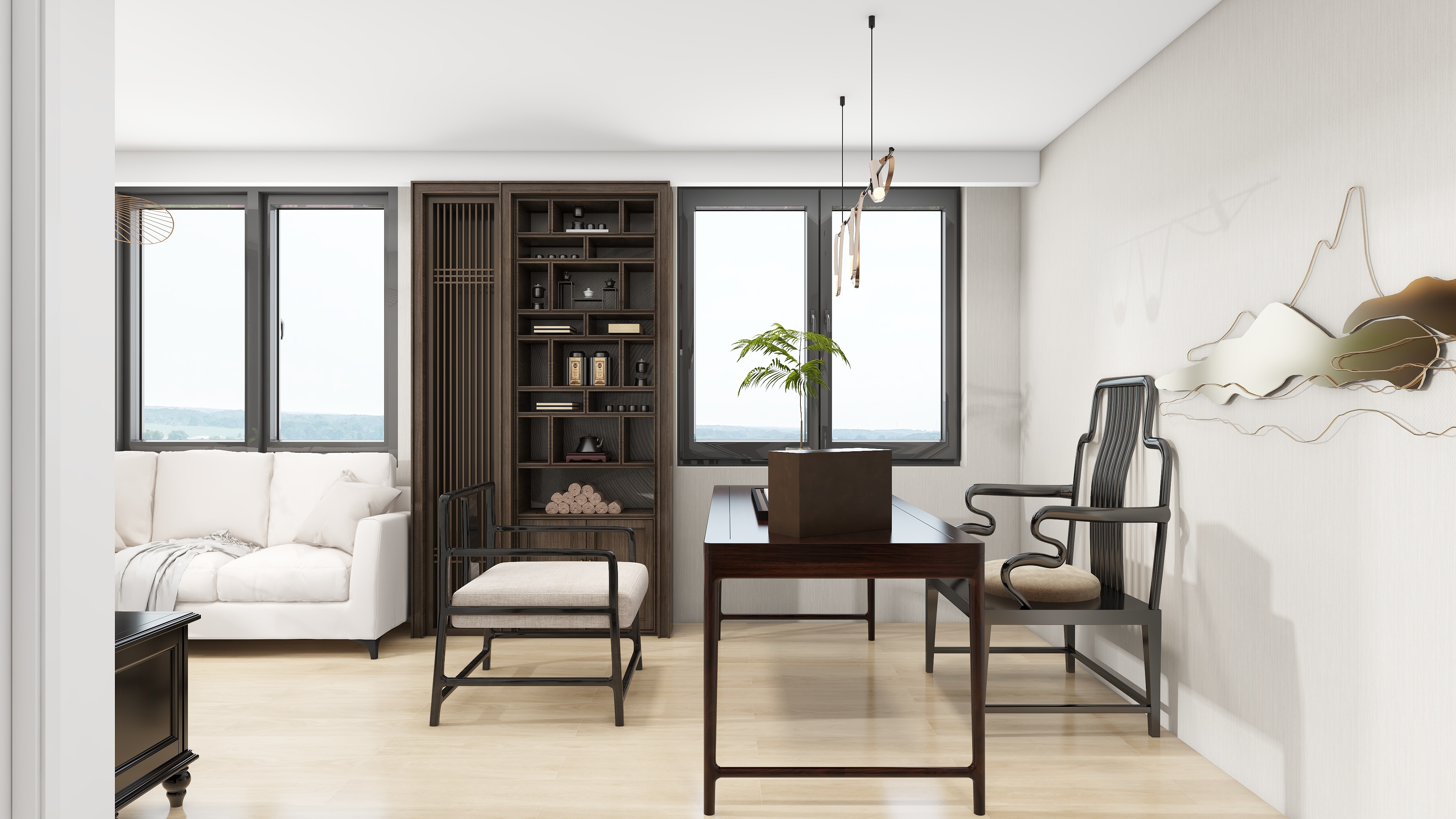 星空设计500一套-新中式会所装修效果图