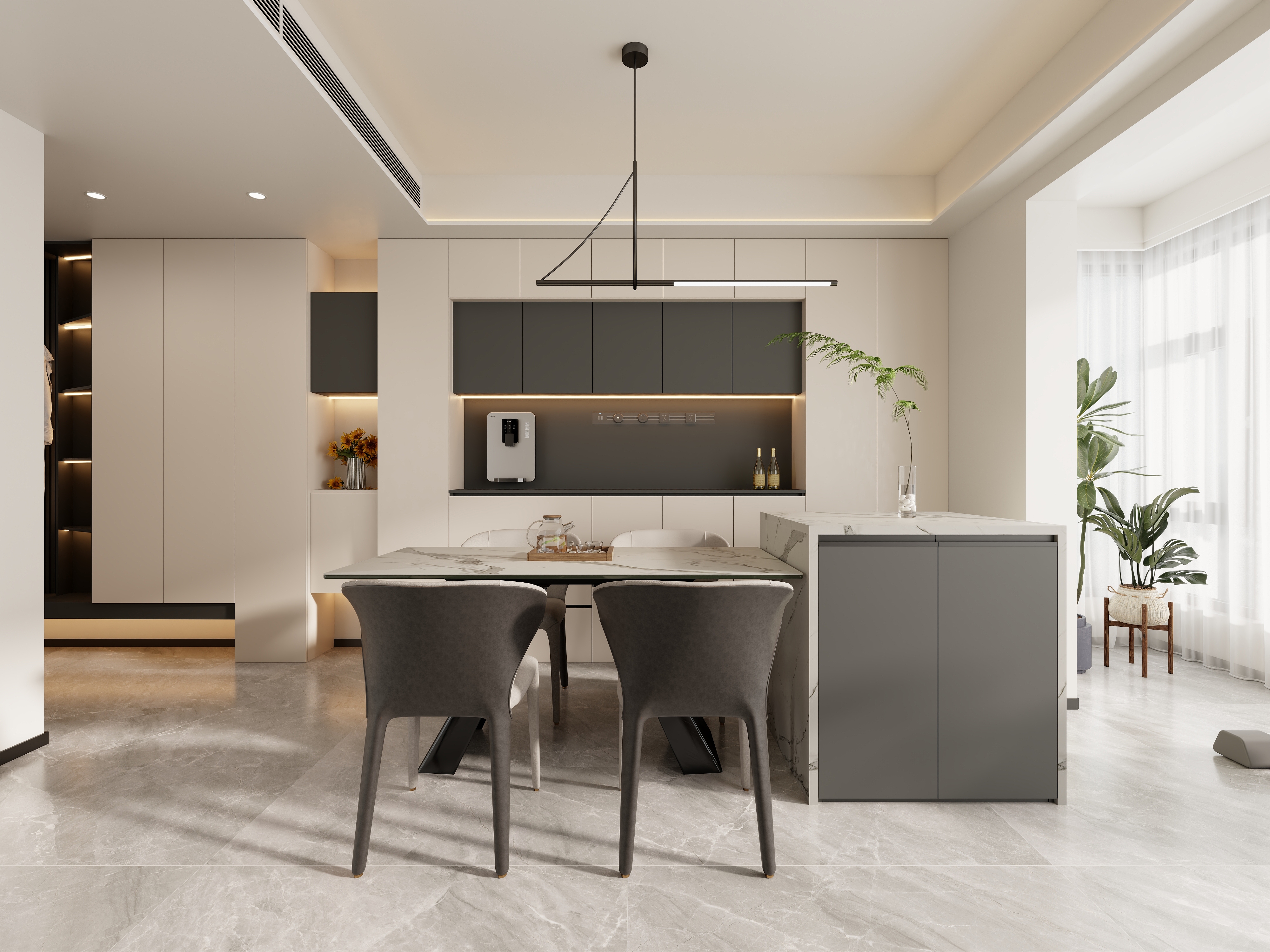 清晨空间设计-现代浅色108三室两厅-装修设计方案