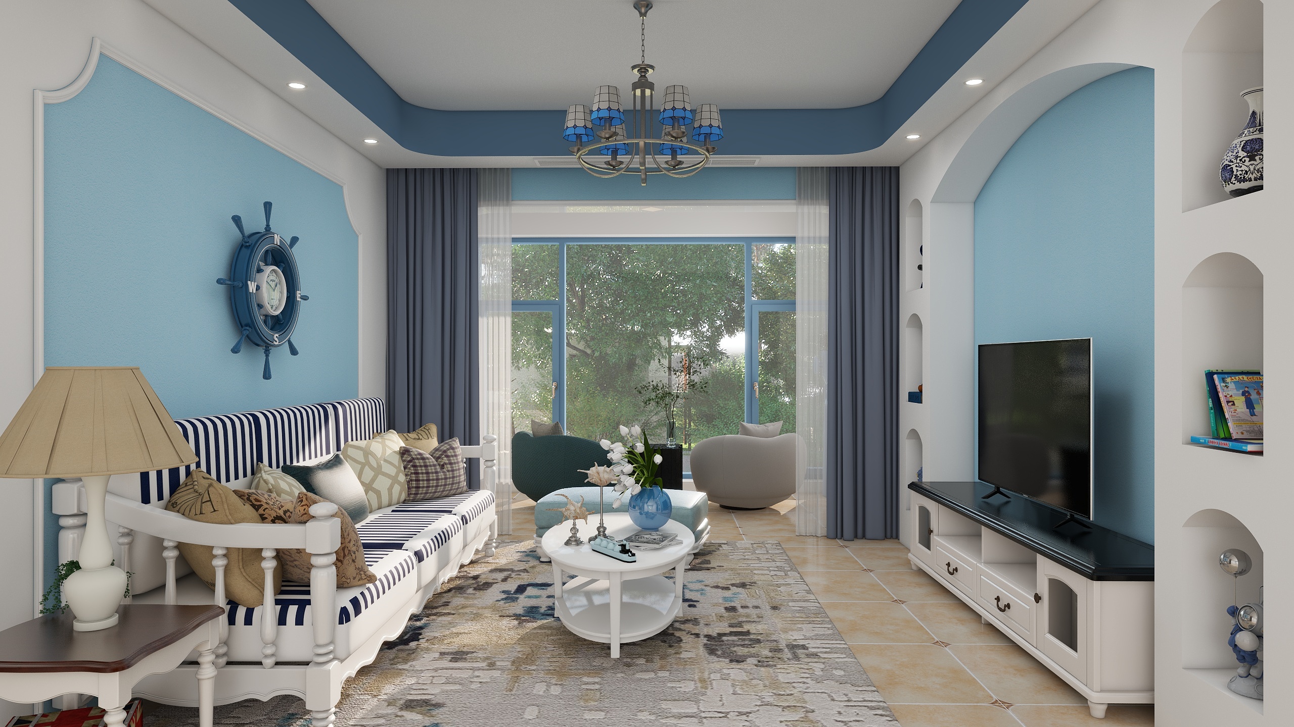 漩涡小羊-情迷地中海118㎡3室装修效果图