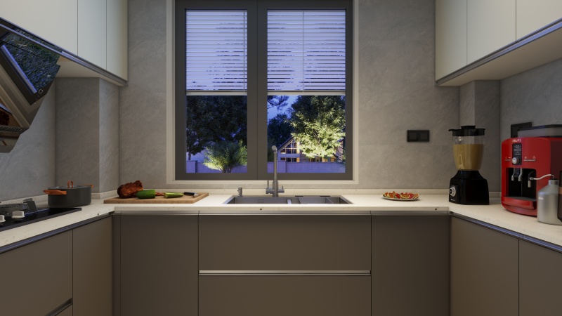Modern Gray Kitchen with Functional Design