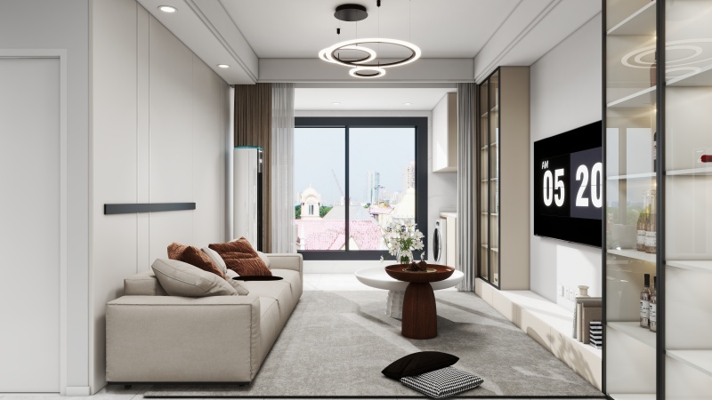 Modern White Living Room with Minimalist Design