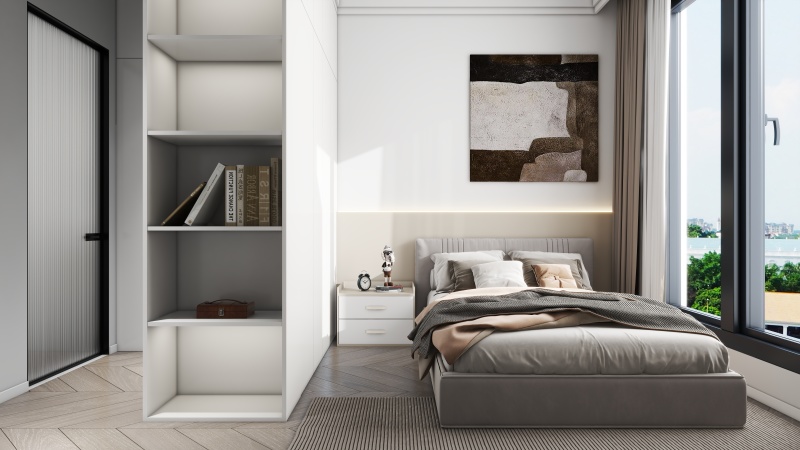 Contemporary Minimalist Grey Bedroom Design