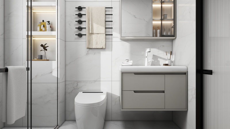 Modern White Bathroom with Elegant Fixtures