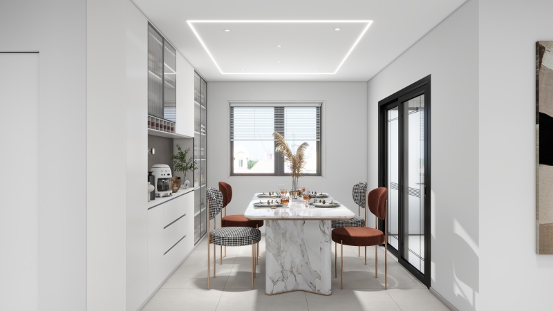 Modern White Dining Room with Minimalist Touch