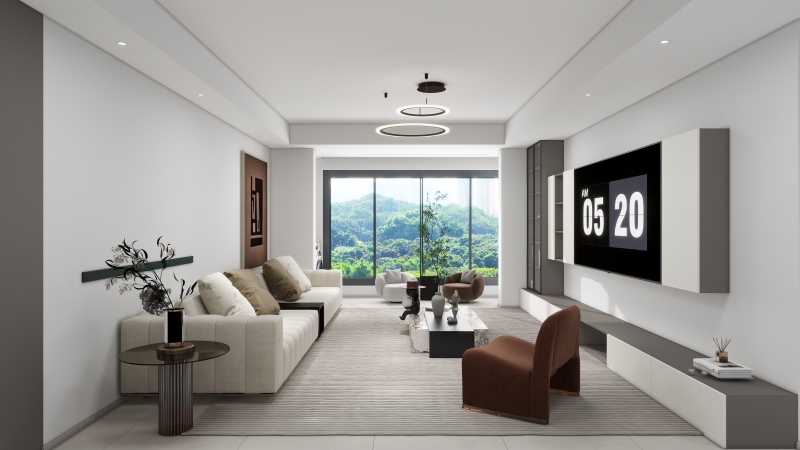 Contemporary Gray-White Minimalist Living Room