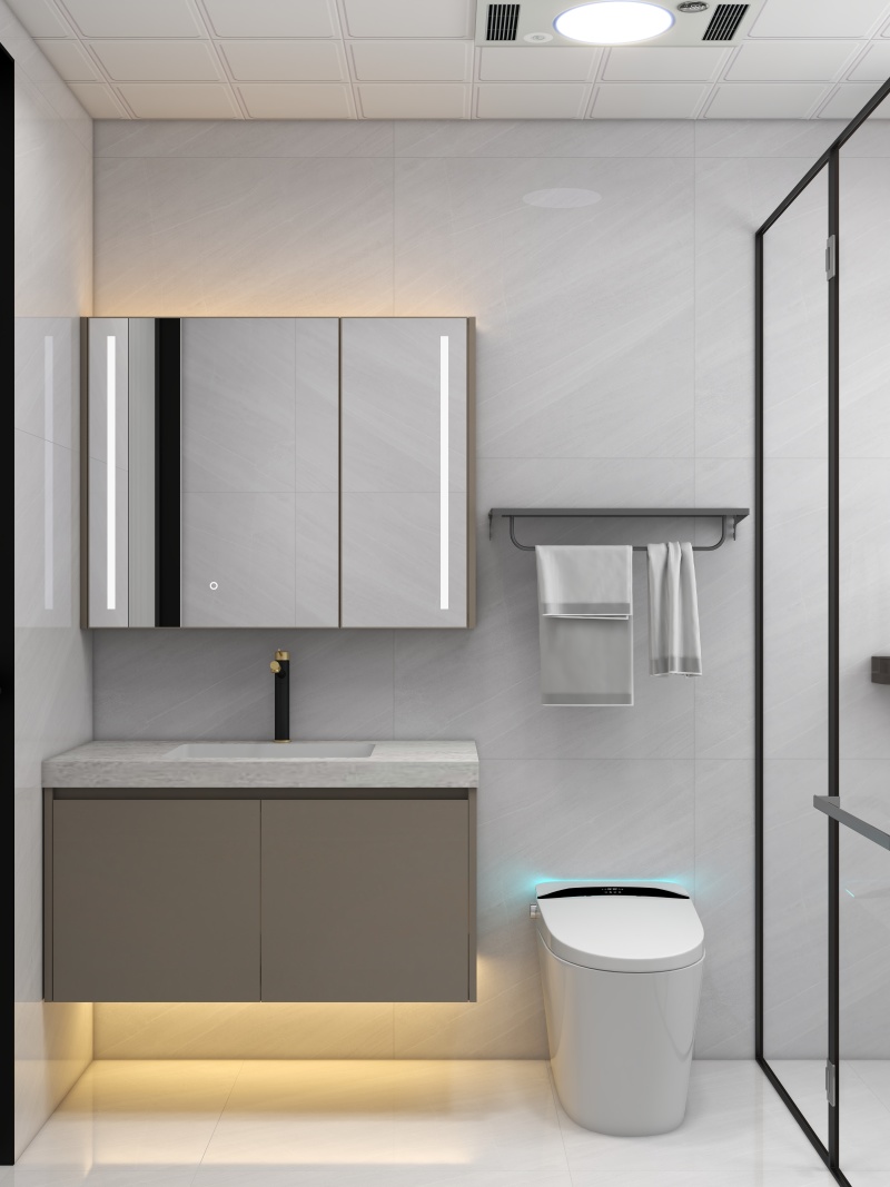 Contemporary Small Bathroom with Gray Tone