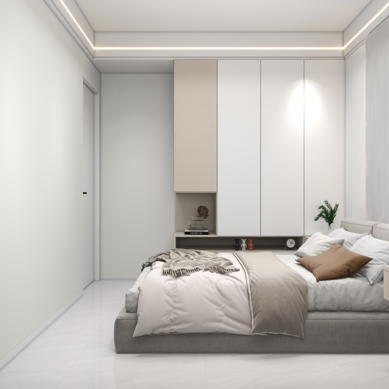 Modern Gray & White Bedroom Design