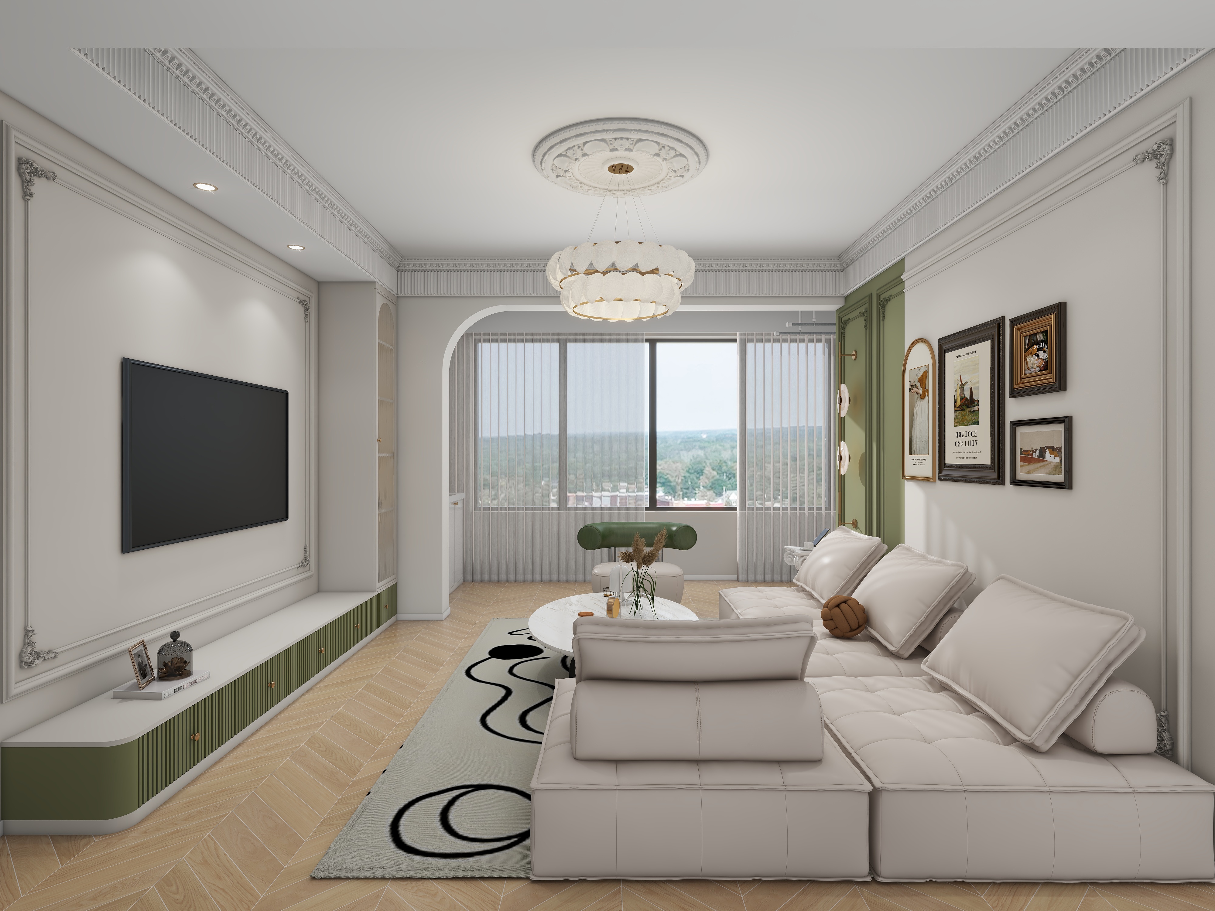 张福梅-轻法奶油风130㎡4室-装修设计方案