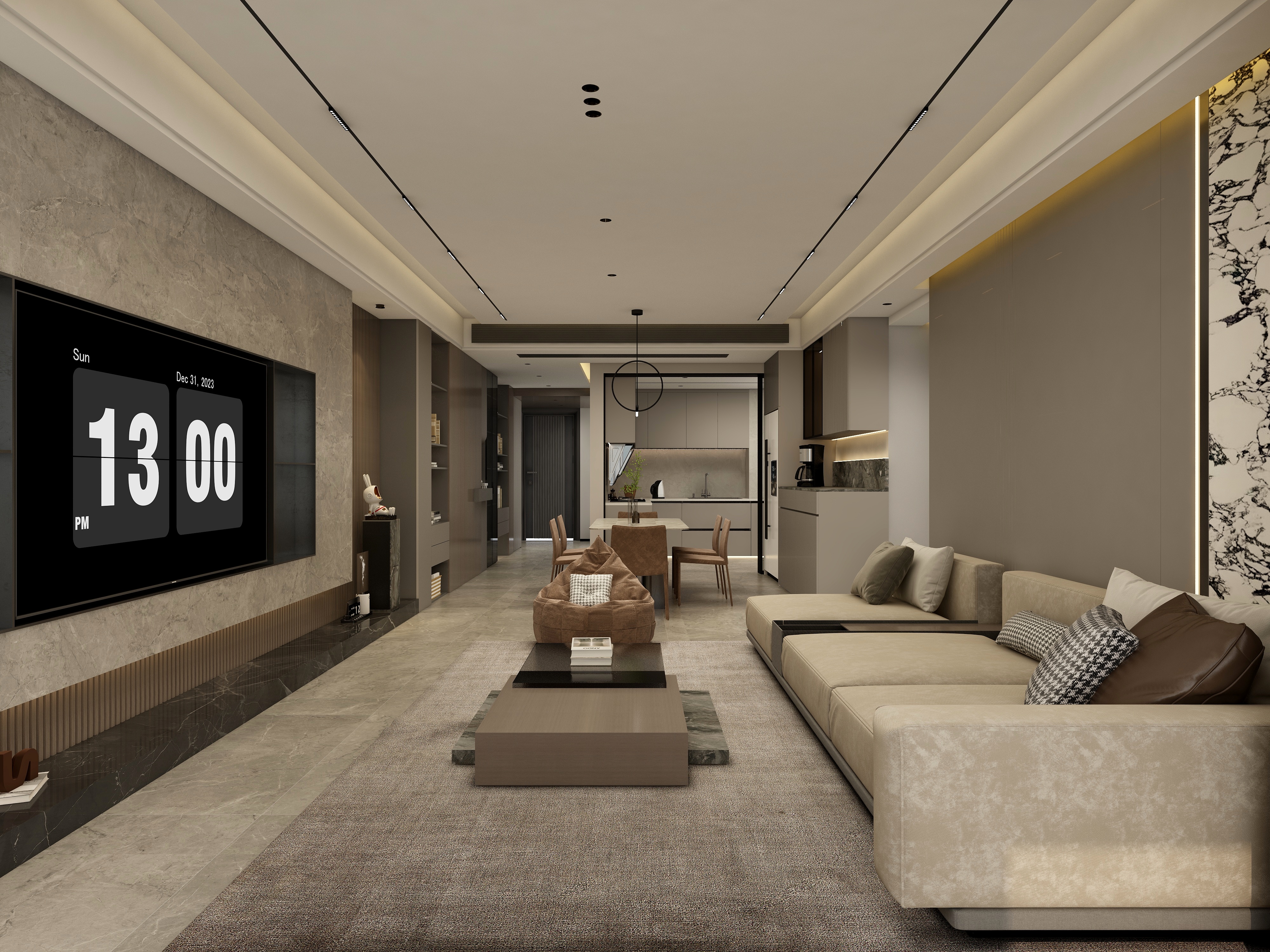 张煜强煜境设计-153平米意式轻奢四房装修效果图