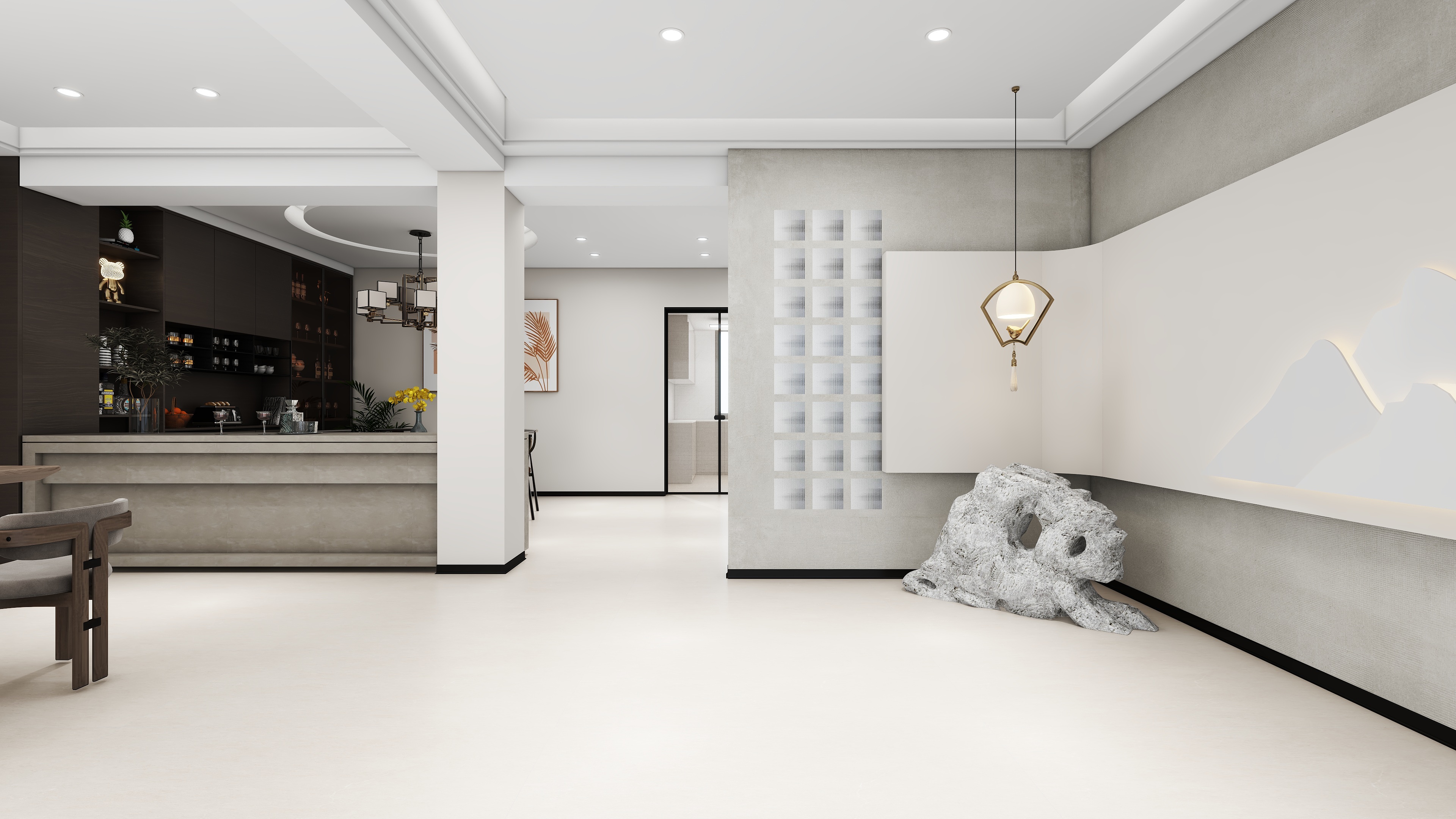 星空设计500-现代简约风前台接待装修效果图