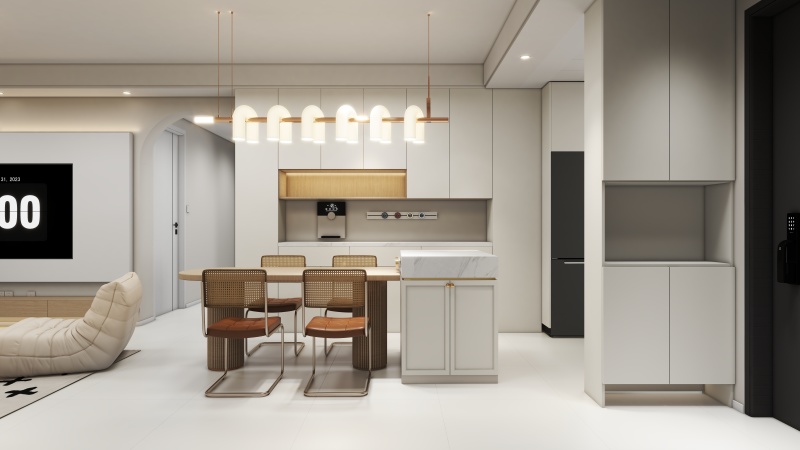 Modern Creamy Dining Room with Minimalist Touches