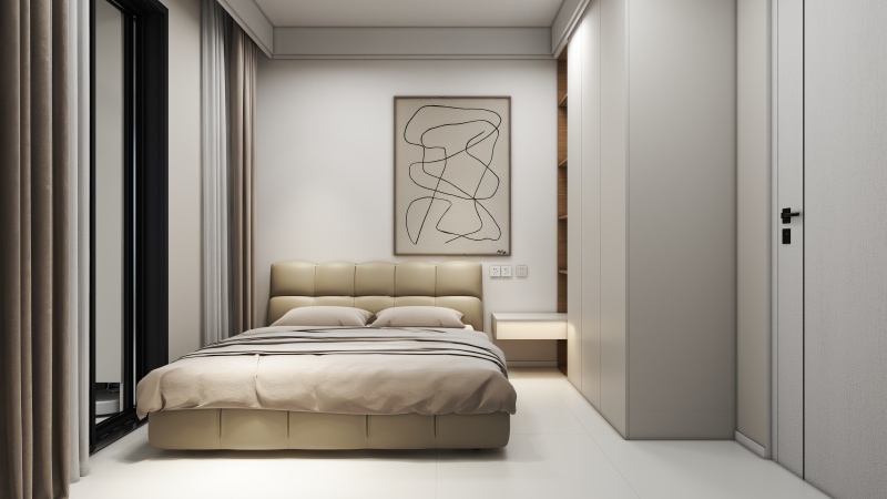 Modern Creamy Gray Bedroom Design